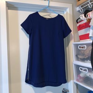 Navy blue double side zip boxy dress